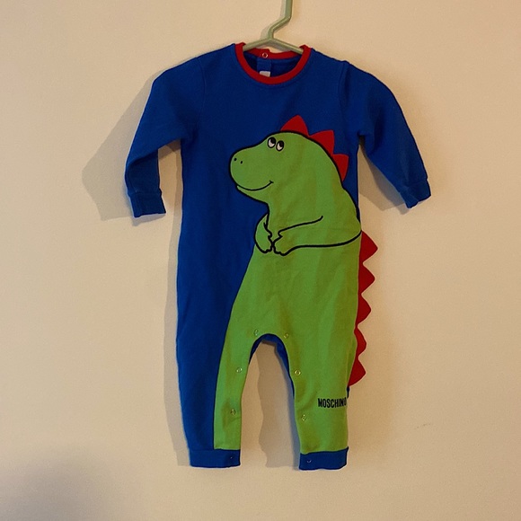 MOSCHINO BABY BLUE DINOSAUR ROMPER - Picture 8 of 9